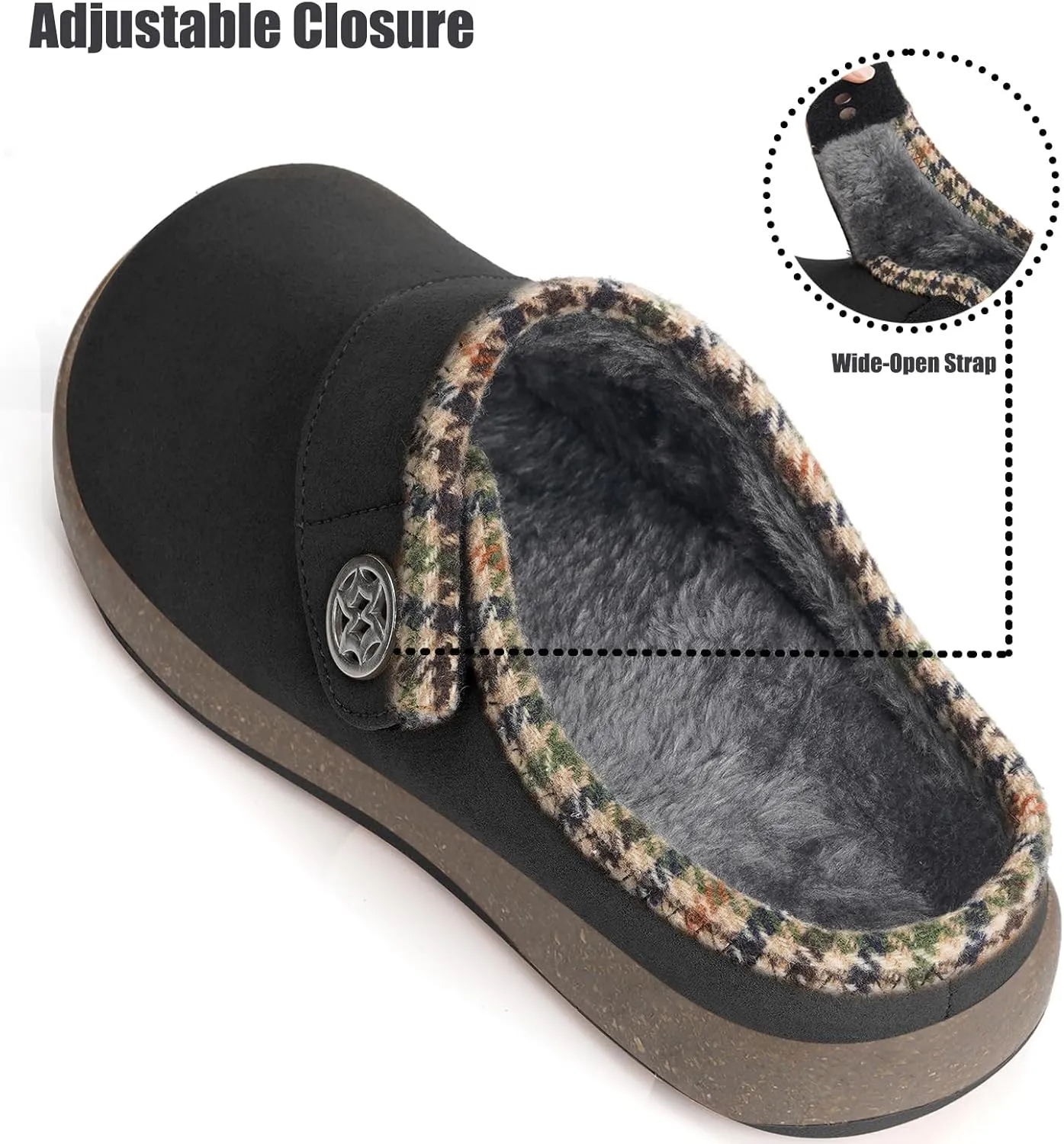 Eagsouni Women's Men's Slippers Suede Fuzzy Slippers with Arch Support Orthotic Winter Warm Fur Lined Slip on House Shoes Indoor Outdoor for Plantar Fasciitis