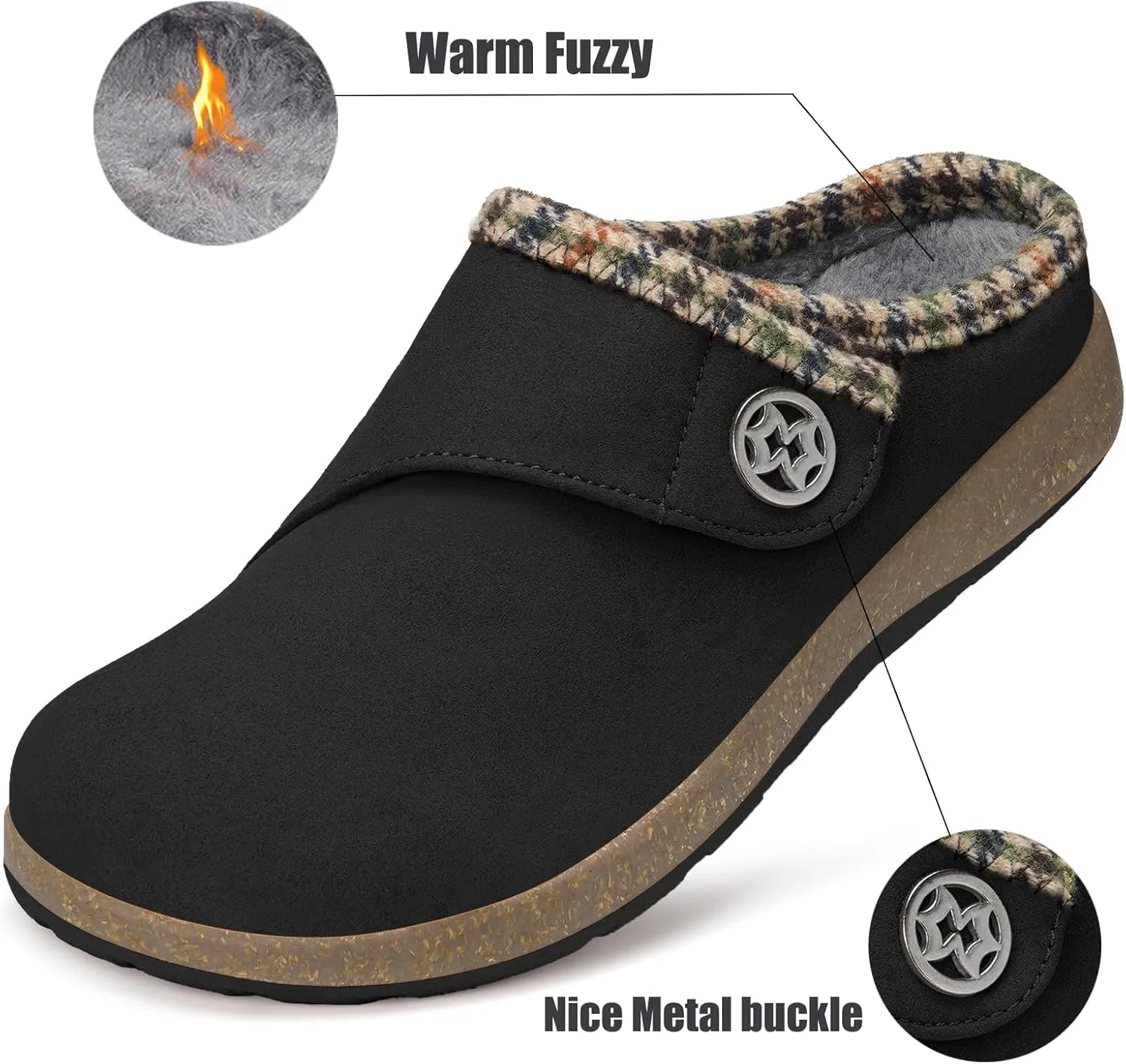 Eagsouni Women's Men's Slippers Suede Fuzzy Slippers with Arch Support Orthotic Winter Warm Fur Lined Slip on House Shoes Indoor Outdoor for Plantar Fasciitis