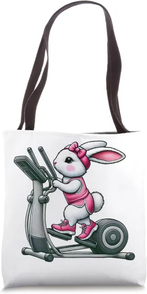 Easter Bunny on Elliptical trainer Gym Fitness Workout Tote Bag