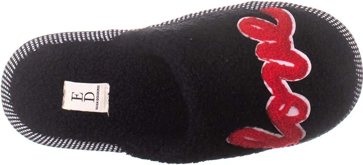 ED Ellen DeGeneres Womens Wilesly Slip On Fleece Slippers Black 6 Medium (B,M)