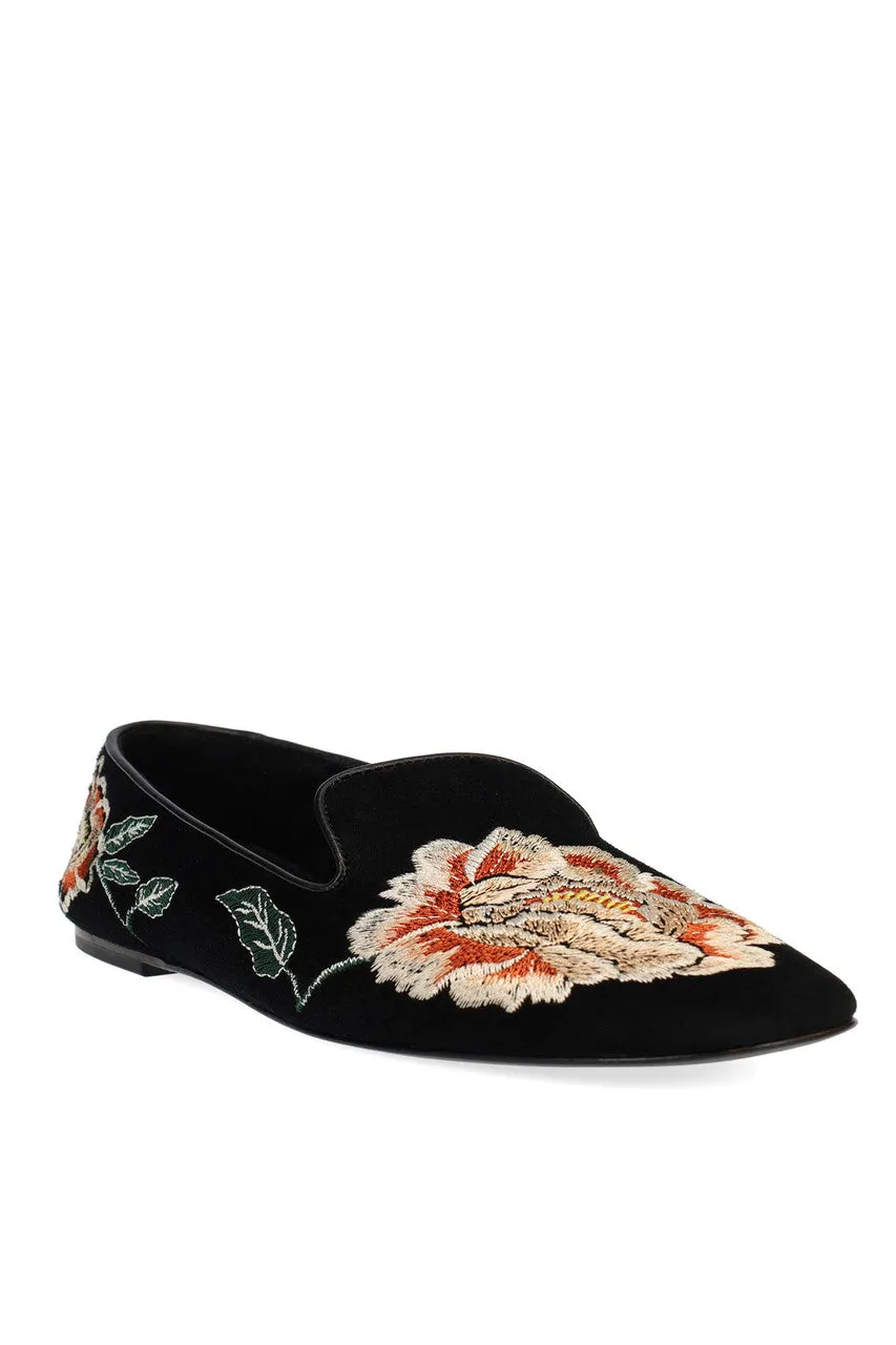 Edda Suede Embroidered Loafer