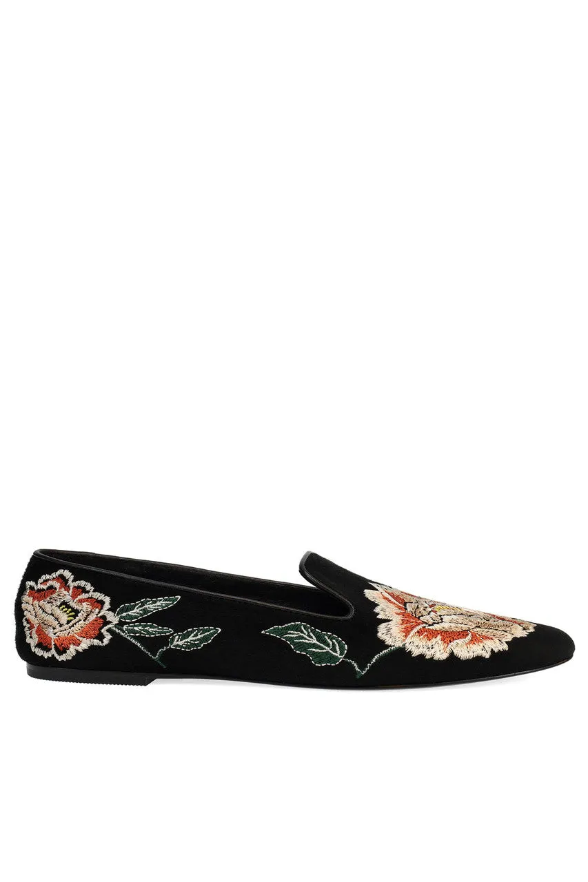 Edda Suede Embroidered Loafer