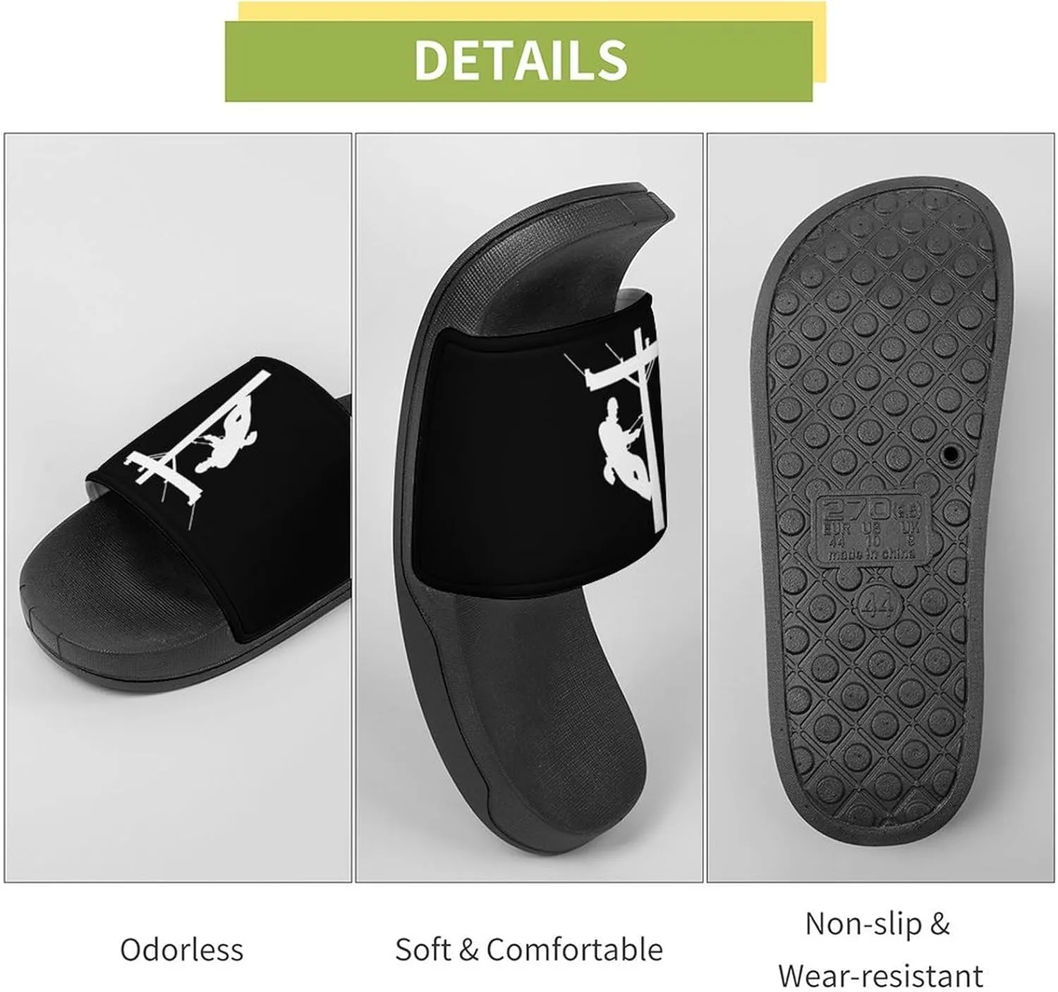 Electric Cable Lineman House Slippers for Women Men Shower Slides Bathroom Sandals