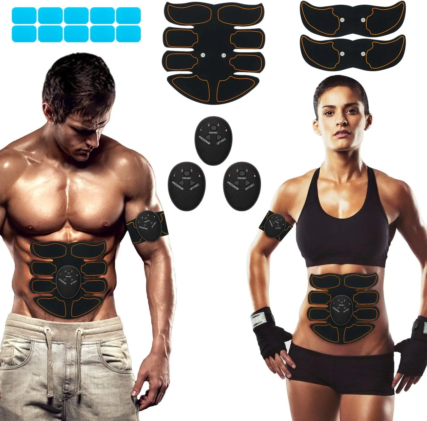 Electronic Muscle Stimulator, Abs Stimulator, Abdominal Toning Workout for Abdomen/Arm/Leg,Workout Equipment for Men Women,10 pcs Free Gel Pads