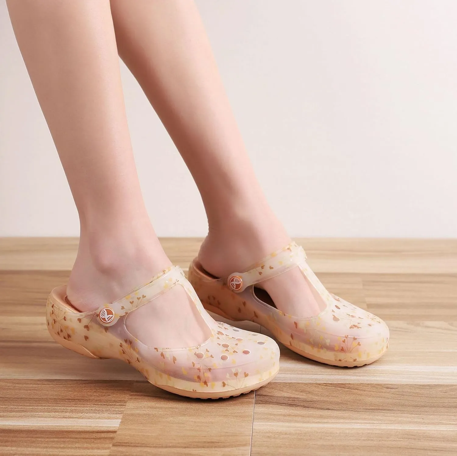 Elegant Transparent Non-Slip Clogs for Women - Comfortable Indoor/Outdoor Garden Sandals, Brown