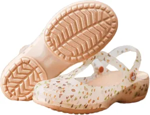 Elegant Transparent Non-Slip Clogs for Women - Comfortable Indoor/Outdoor Garden Sandals, Brown
