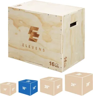 Elevens 3 in 1 Wooden Plyo Box Jump Box Plyometric Box for Jumping Trainer, Skipping, Jumping, Lunges, Box Jumps, Squats, Step-Ups, Dips