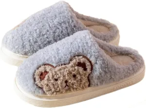 Epsion Women Cute Bunny Slippers Faux Fur Fluffy Winter Slip-On House Slippers Warm Fuzzy Anti-Skid Indoor Outdoor Shoes