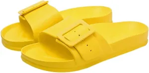 Epsion Women's Comfort Sandal Adjustable Buckle Flat Slipper Outdoor Slides with Arch Support Summer Beach Home Casual Sandles