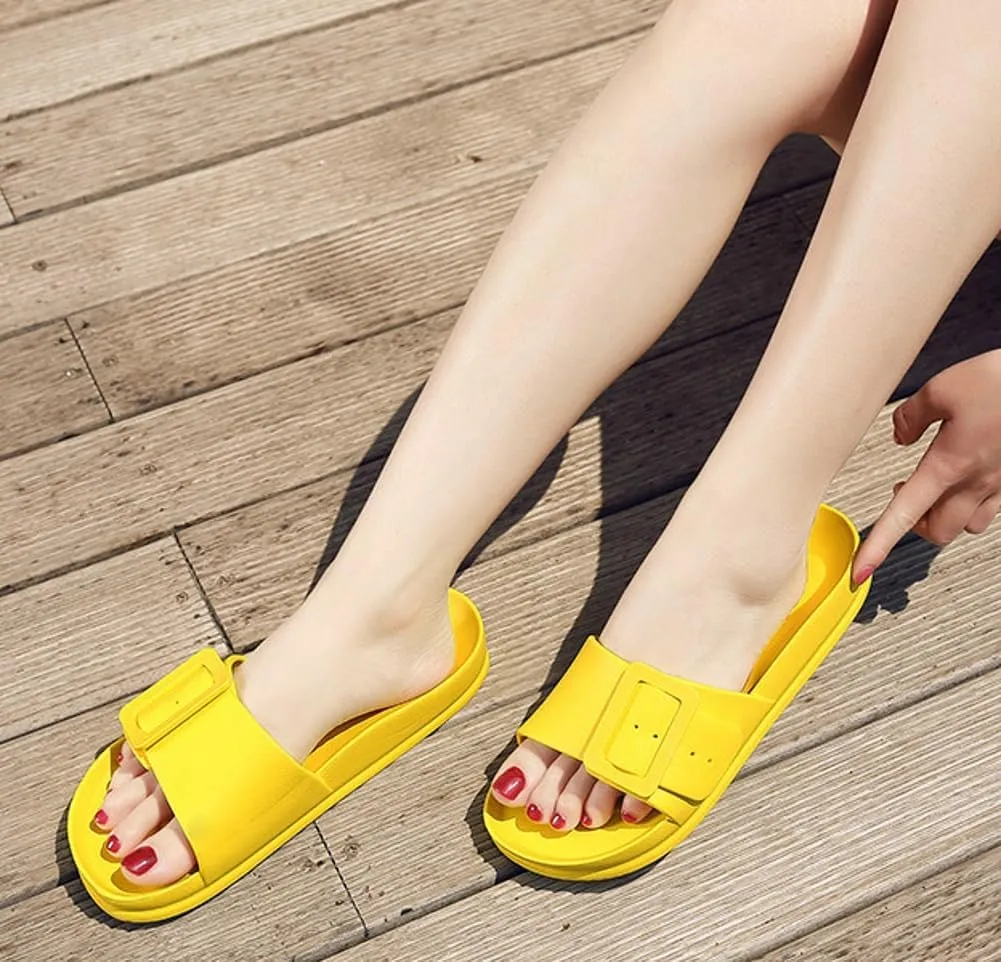Epsion Women's Comfort Sandal Adjustable Buckle Flat Slipper Outdoor Slides with Arch Support Summer Beach Home Casual Sandles