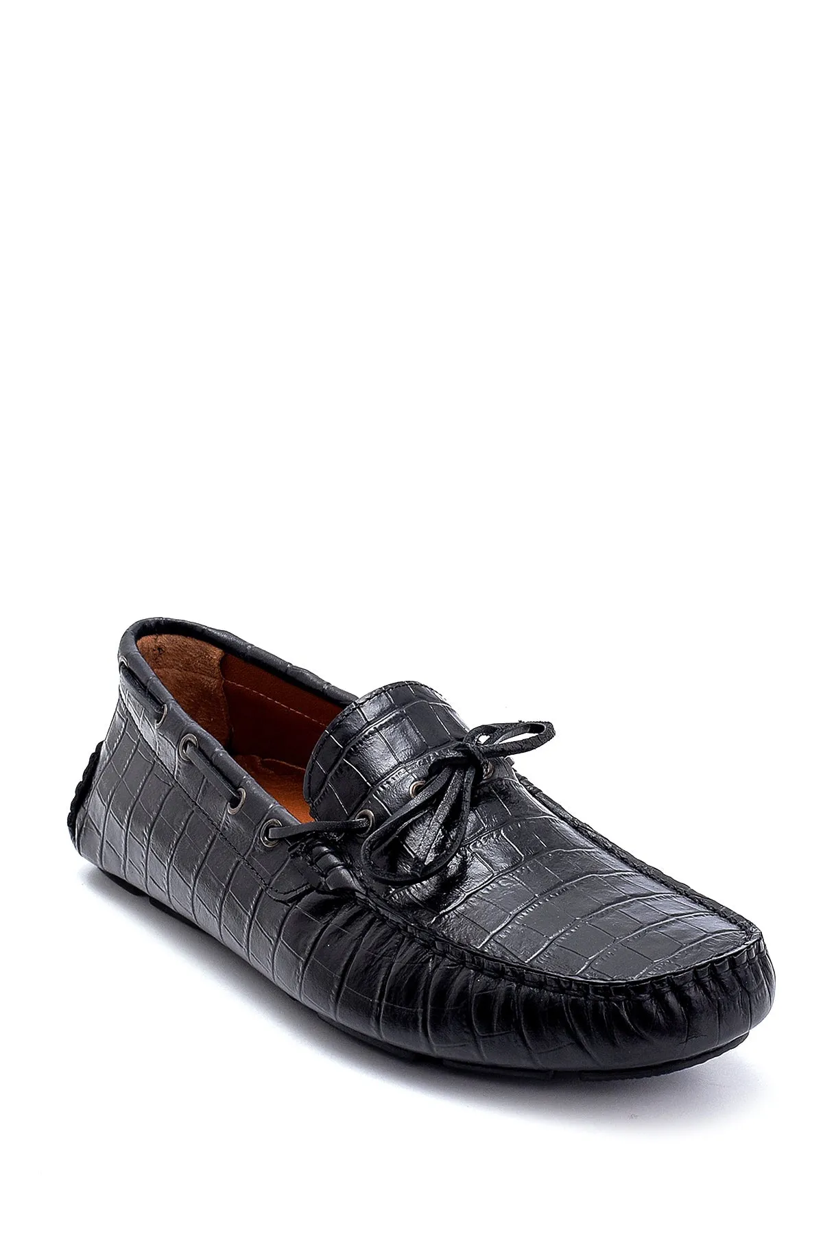 Erkek Deri Kroko Desenli Loafer