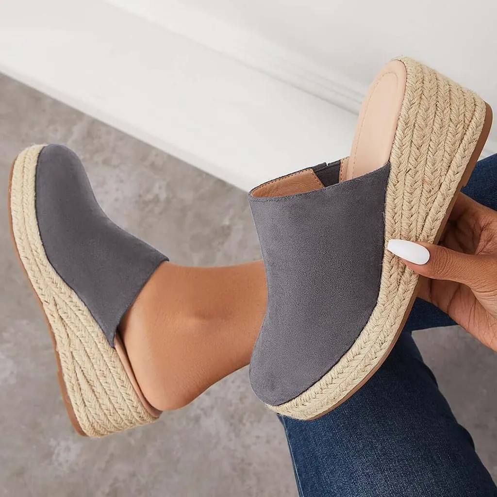Espadrilles Mule Wedges Platform Slip on Backless Sandals