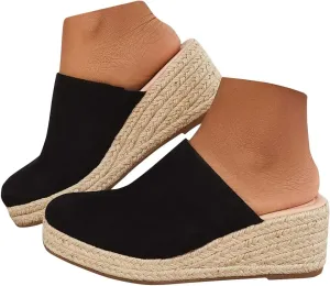 Espadrilles Mule Wedges Platform Slip on Backless Sandals