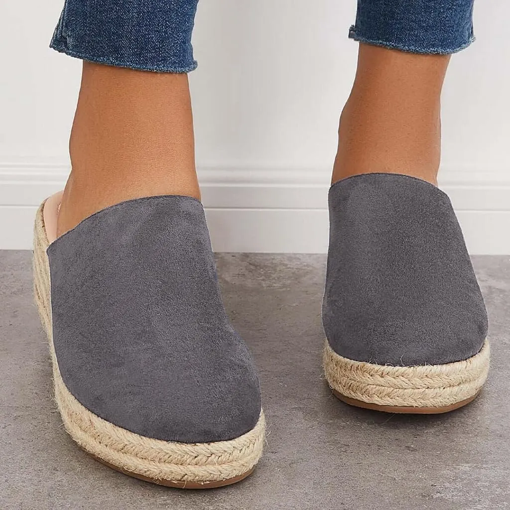 Espadrilles Mule Wedges Platform Slip on Backless Sandals