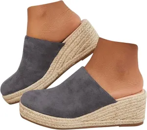 Espadrilles Mule Wedges Platform Slip on Backless Sandals