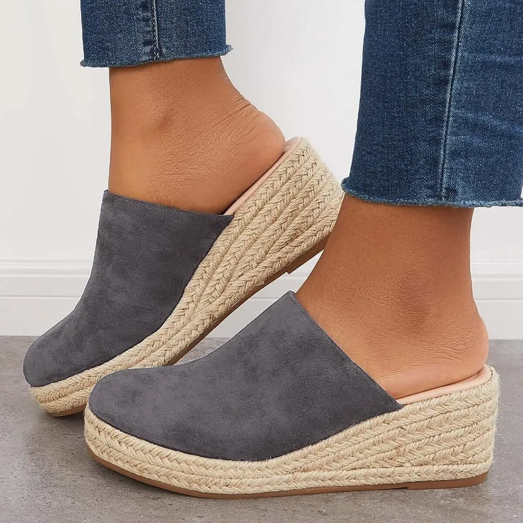 Espadrilles Mule Wedges Platform Slip on Backless Sandals