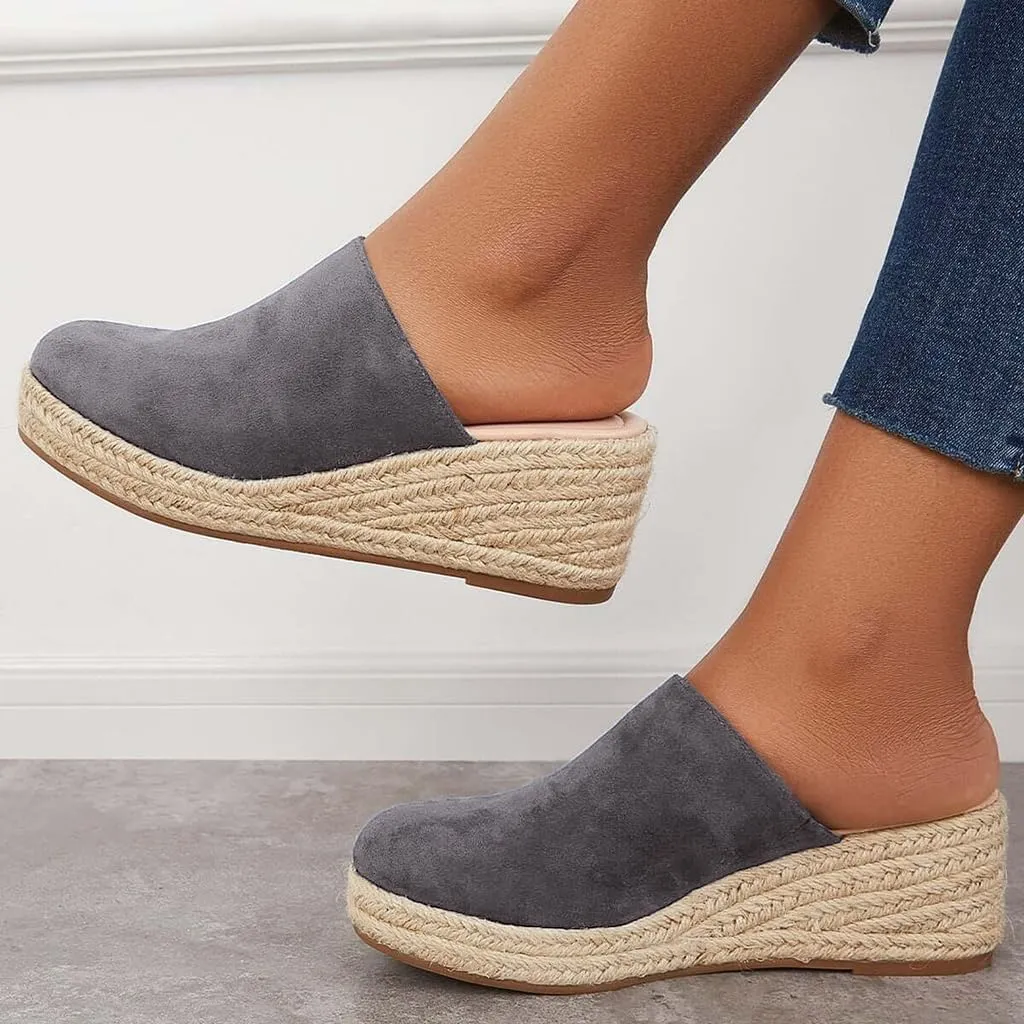 Espadrilles Mule Wedges Platform Slip on Backless Sandals