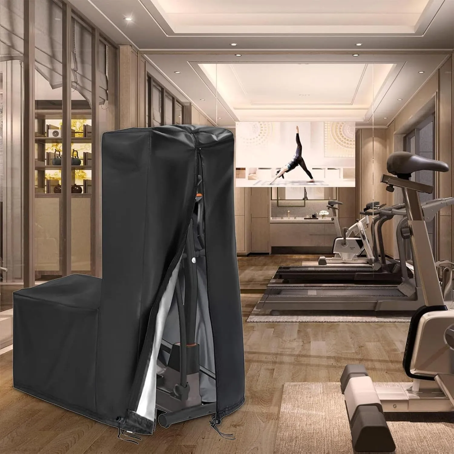 Exercise Machine Cover - Weatherproof Elliptical Dust Shield, Anti UV Outdoor Protector | Durablle Oxford Fabric Cover, Wind Resistant Fitness Gear Wrap for Horizontal Trainer, Backyard, Garage