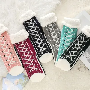 Extra thick lambskin socks, winter floor socks, women's extra thick lambskin floor socks, slipper socks