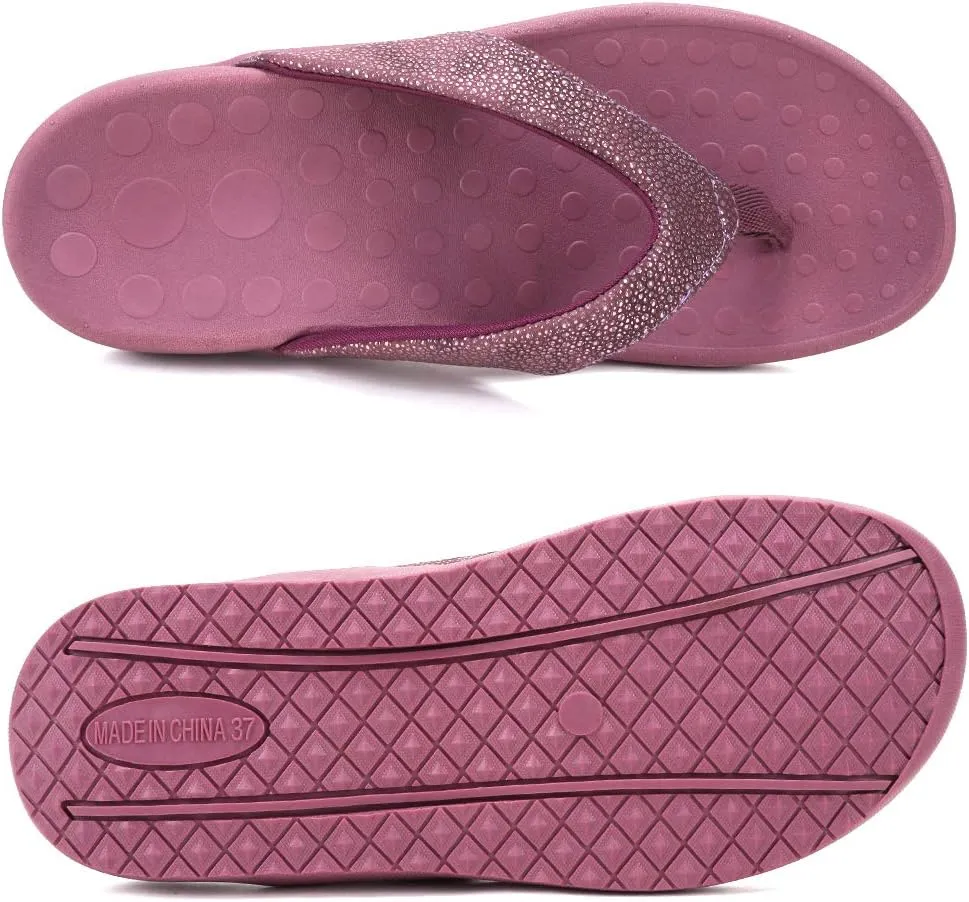 FANTURE Women Orthotic Arch Support Sandal for Comfortable Walk Thong Style Casual Flip Flops