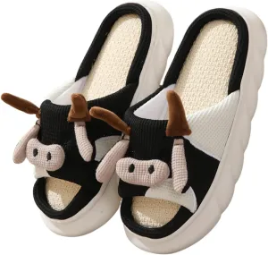 FAYUEKEY Cow Slippers for Women Mens Fuzzy Shoes Gift Indoor Outdoor