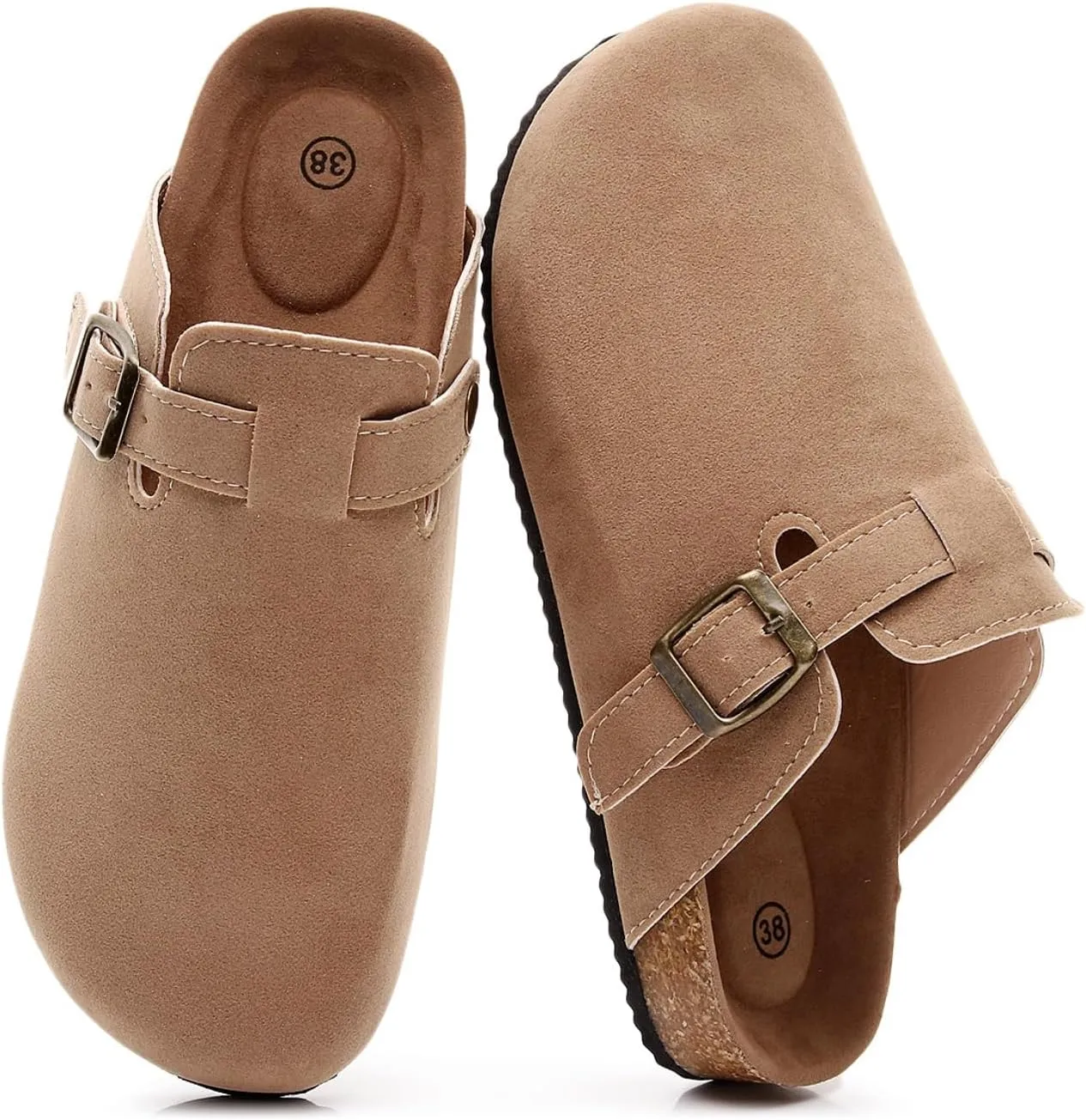 FAYUEKEY Suede Clogs for Women Footbed Mules with Arch Support