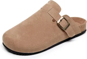 FAYUEKEY Suede Clogs for Women Footbed Mules with Arch Support