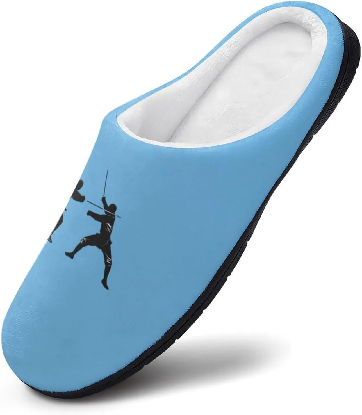 Fencing Silhouette Men's Cotton Slippers Soft House Shoes Anti-Skid Bedroom Slipper for Home Outdoor