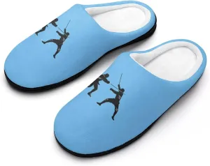 Fencing Silhouette Men's Cotton Slippers Soft House Shoes Anti-Skid Bedroom Slipper for Home Outdoor