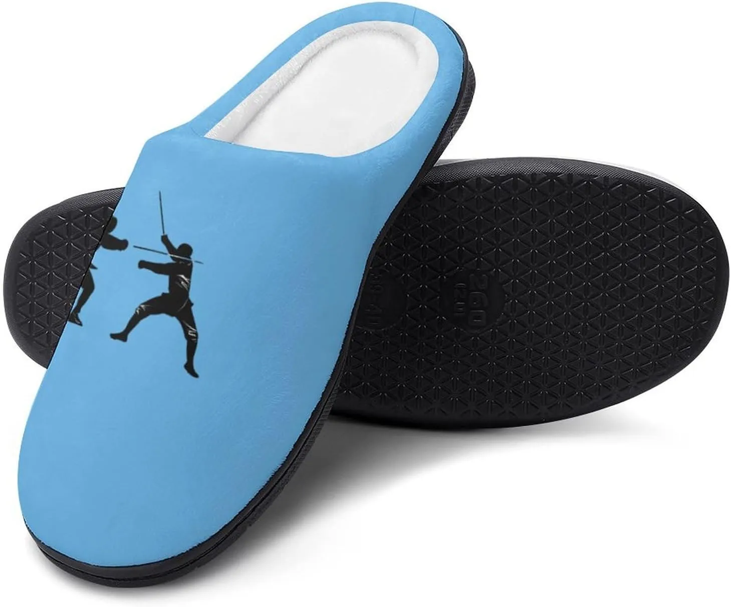 Fencing Silhouette Men's Cotton Slippers Soft House Shoes Anti-Skid Bedroom Slipper for Home Outdoor