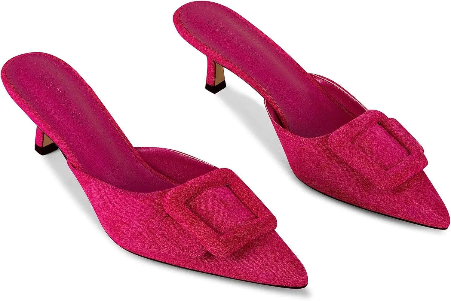 Fericzot Mule Slippers for Women,Slingback Buckle Pumps Pointed Toe Kitten Heels Shoes Slides Backless Dress Sandals