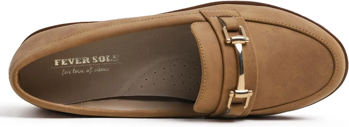 FEVERSOLE Women's Comfort Penny Loafer Geniune Leather Insole Flexible Walking Driving Shoes