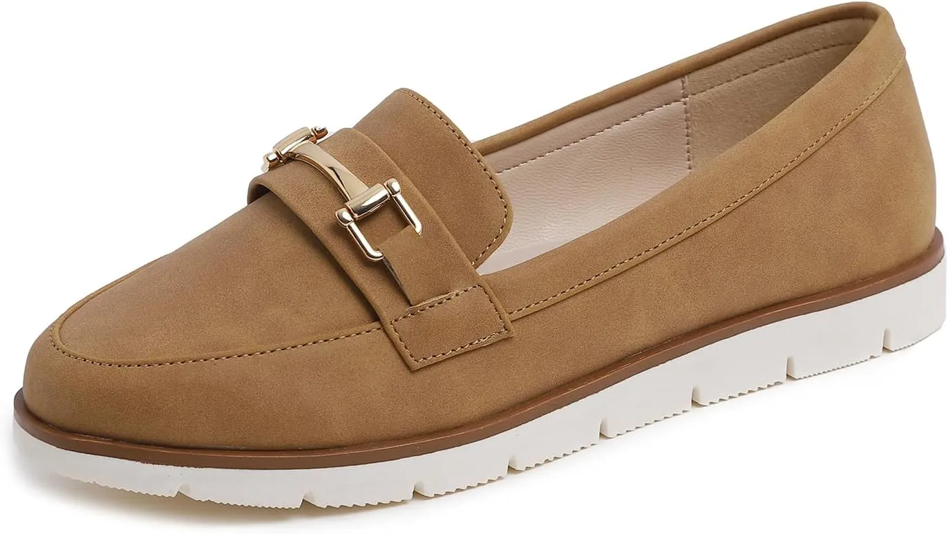 FEVERSOLE Women's Comfort Penny Loafer Geniune Leather Insole Flexible Walking Driving Shoes