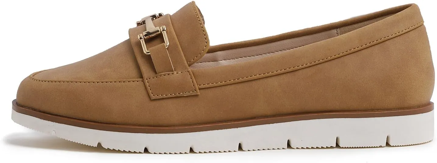FEVERSOLE Women's Comfort Penny Loafer Geniune Leather Insole Flexible Walking Driving Shoes
