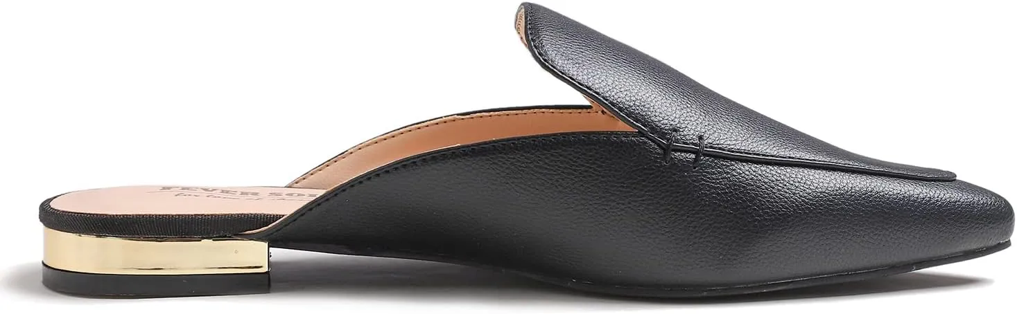 FEVERSOLE Women's Fashion Deco Mules Slip On Backless Slide Flats