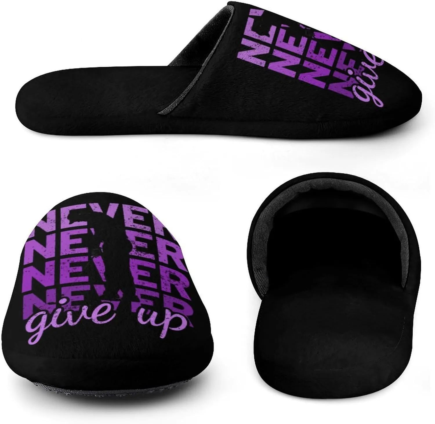 Field Hockey Never Give Up Men's Slipper Non Slip Comfortable Winter Warm Home Shoes Indoor Slippers