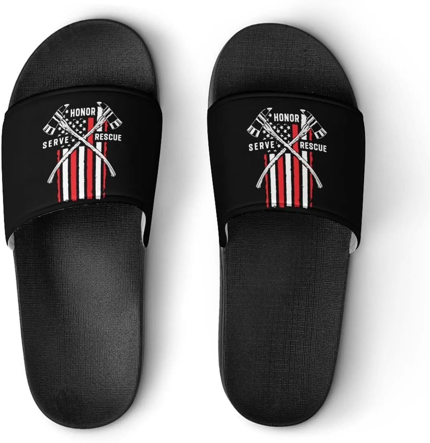 Firefighter American Fireman Flag Funny Slide Sandals Non-Slip PVC Shower Slipper House Shoes Open Toe Slippers for Adult