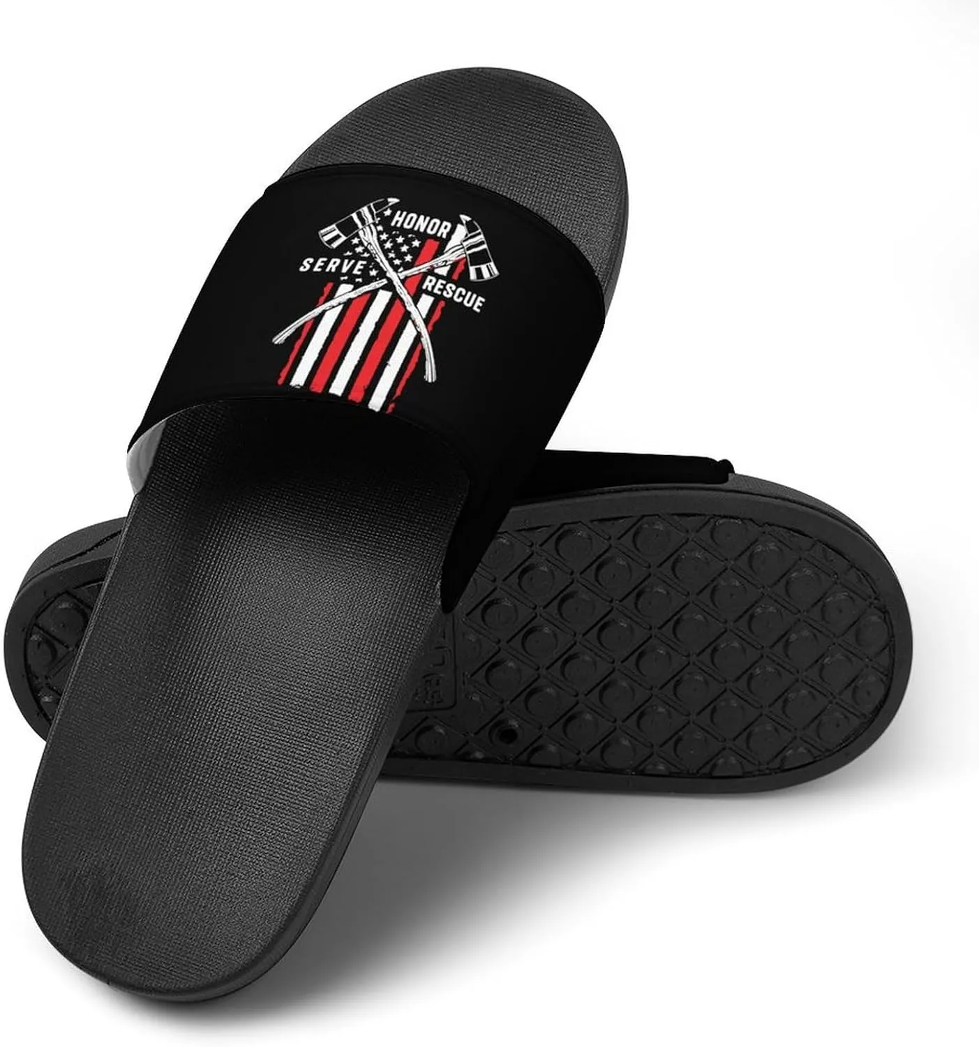 Firefighter American Fireman Flag Funny Slide Sandals Non-Slip PVC Shower Slipper House Shoes Open Toe Slippers for Adult