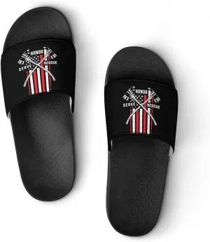 Firefighter American Fireman Flag Funny Slide Sandals Non-Slip PVC Shower Slipper House Shoes Open Toe Slippers for Adult