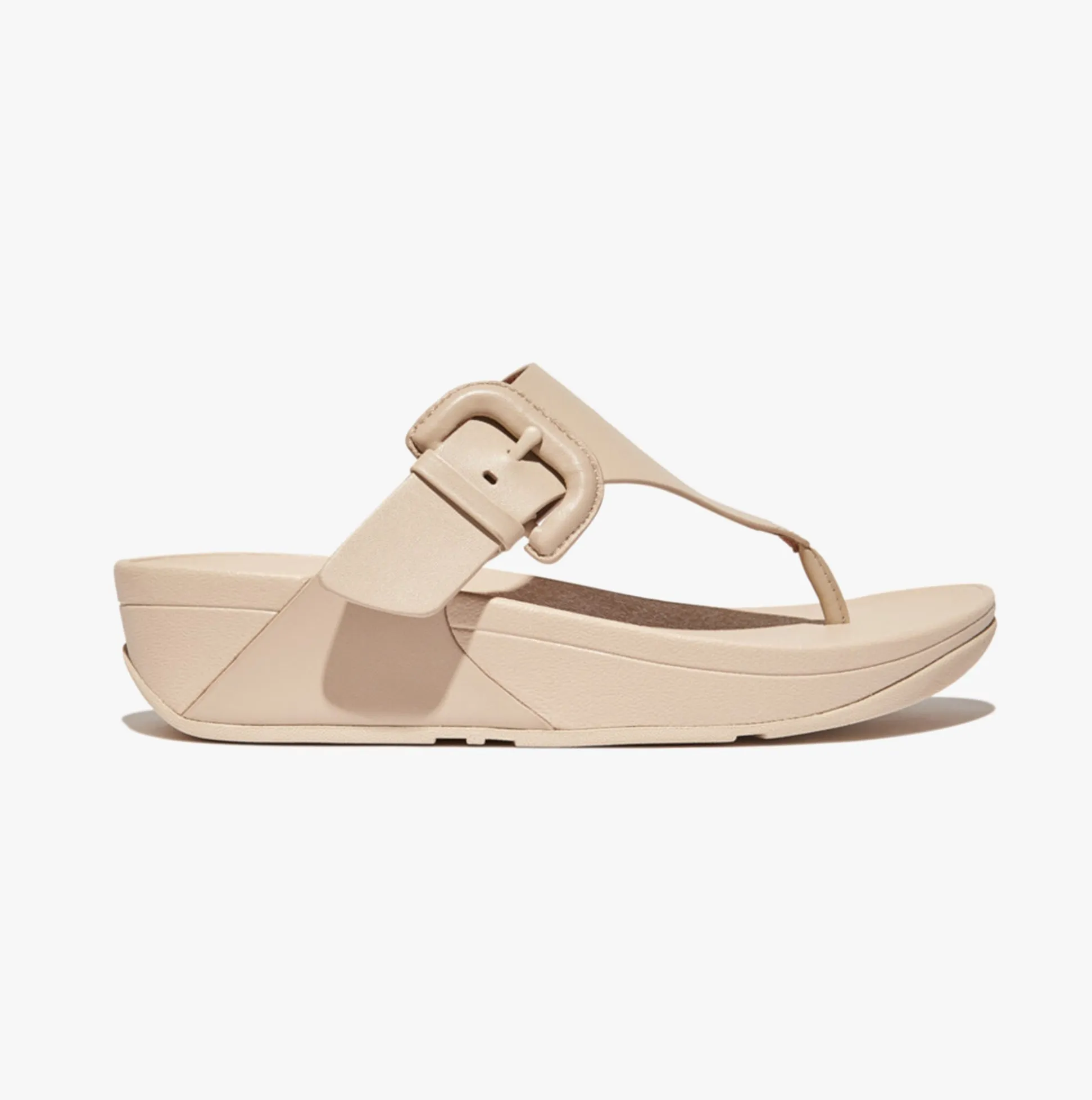 FitFlop LULU COVERED-BUCKLE Womens Toe Post Stone Beige