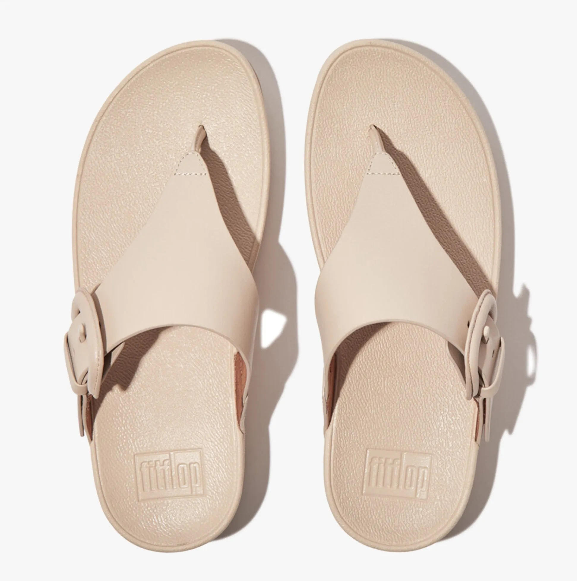 FitFlop LULU COVERED-BUCKLE Womens Toe Post Stone Beige