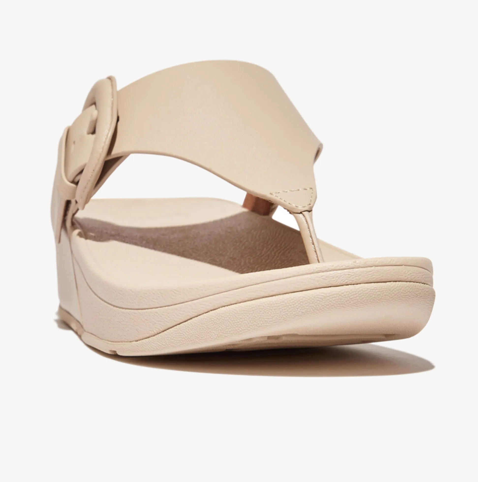 FitFlop LULU COVERED-BUCKLE Womens Toe Post Stone Beige