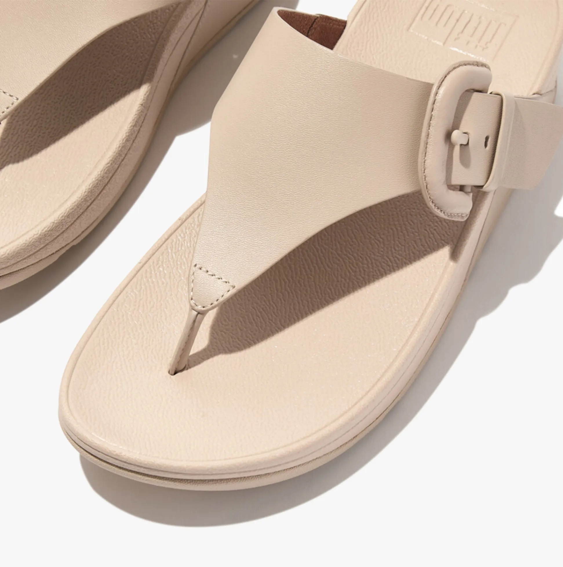 FitFlop LULU COVERED-BUCKLE Womens Toe Post Stone Beige
