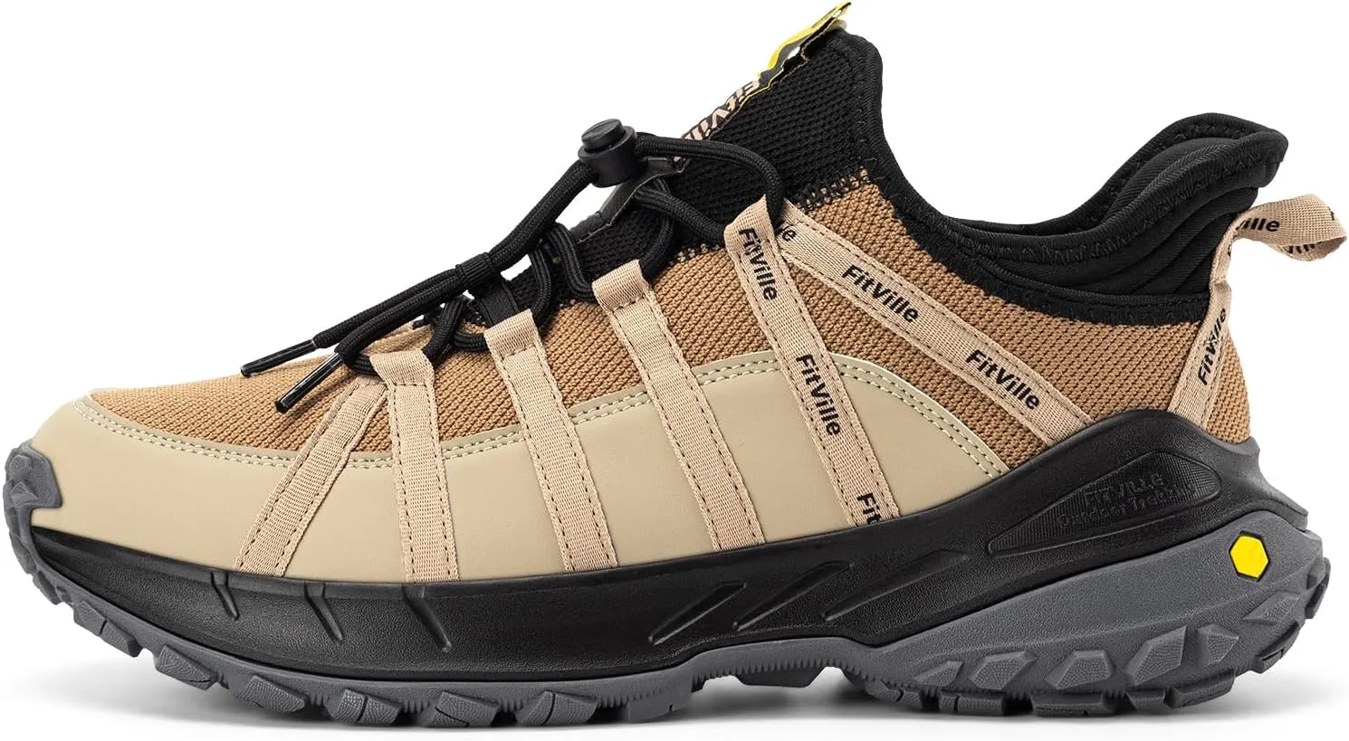 FitVille Wide Slip on Shoes for Men Walking Hiking Shoes Outdoor Trekking Loafer Arch Support | Slip Resistant | Wide Toe Box