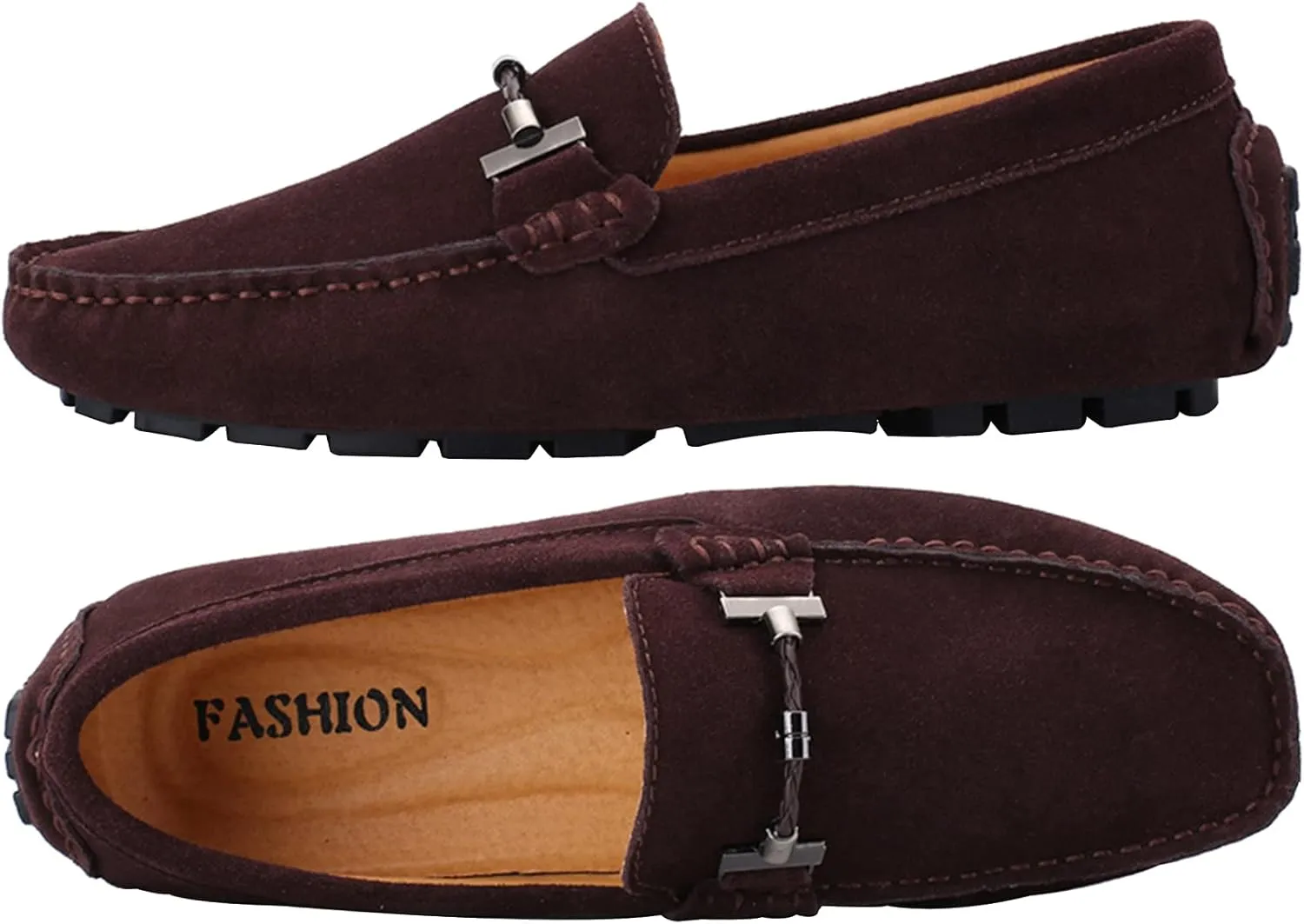 Flat Loafer for Men Suede Leather Slip-on Dress Driving Moccasins Casual Boat Shoes