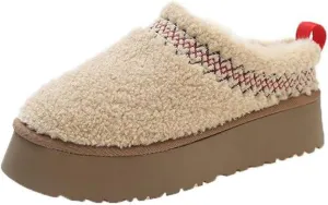 Fleece Lined Women's Mini Ankle Boot Slippers - Classic Snow Boots with Anti-Slip Platforms for Indoor & Outdoor Use