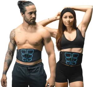 FlexTone Ab Stimulator - Ab Belt Muscle Toner for Men & Women - Electrical Stimulator System for Strengthening & Toning Core - Muscle Machine Workout Equipment - Home Gym Accessory - Black