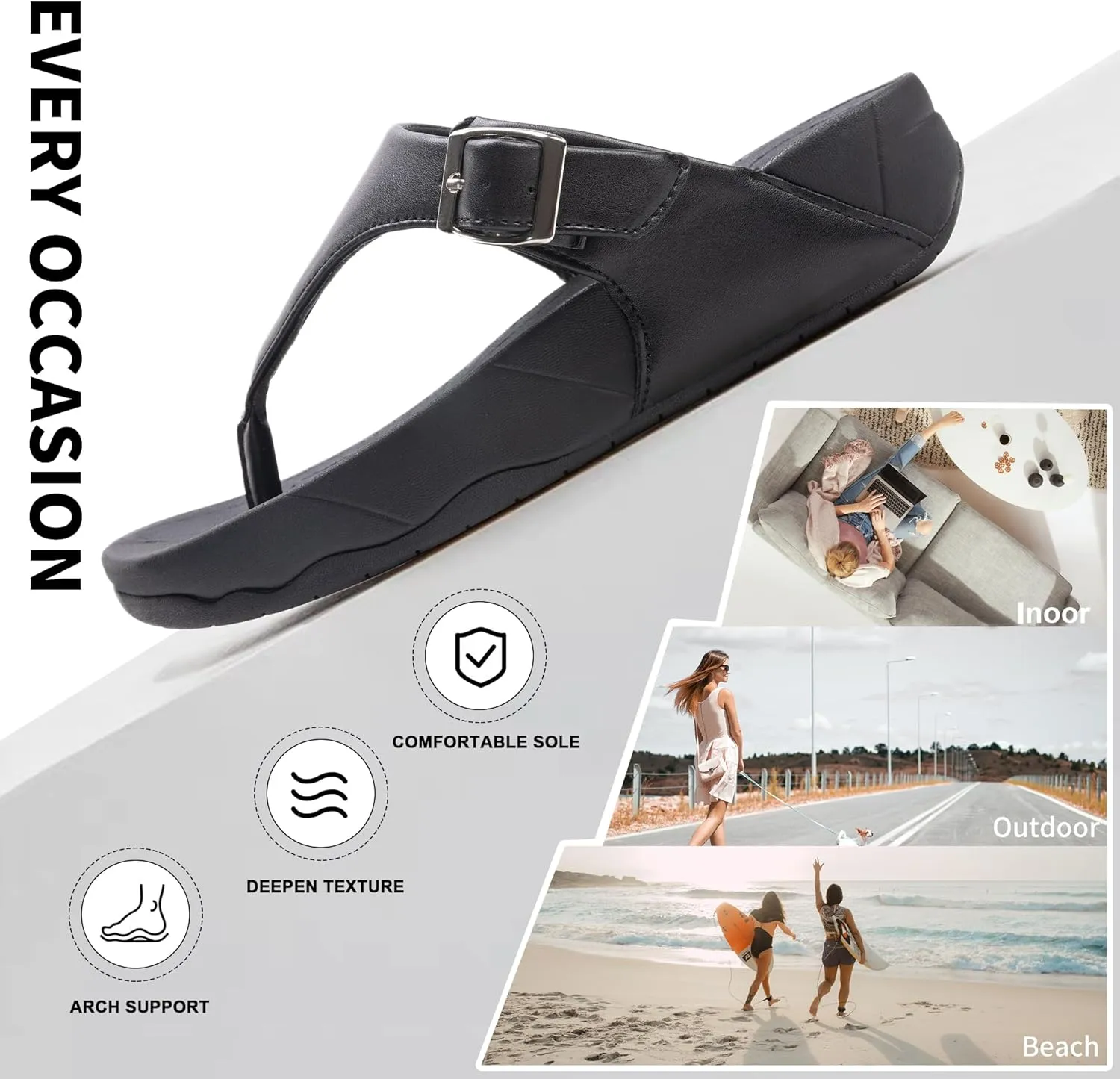 Flip Flops sandals Women Thong Sandals Arch Support Soft Flip Flop Sandal Non-Slip Beach Wedge Sandal