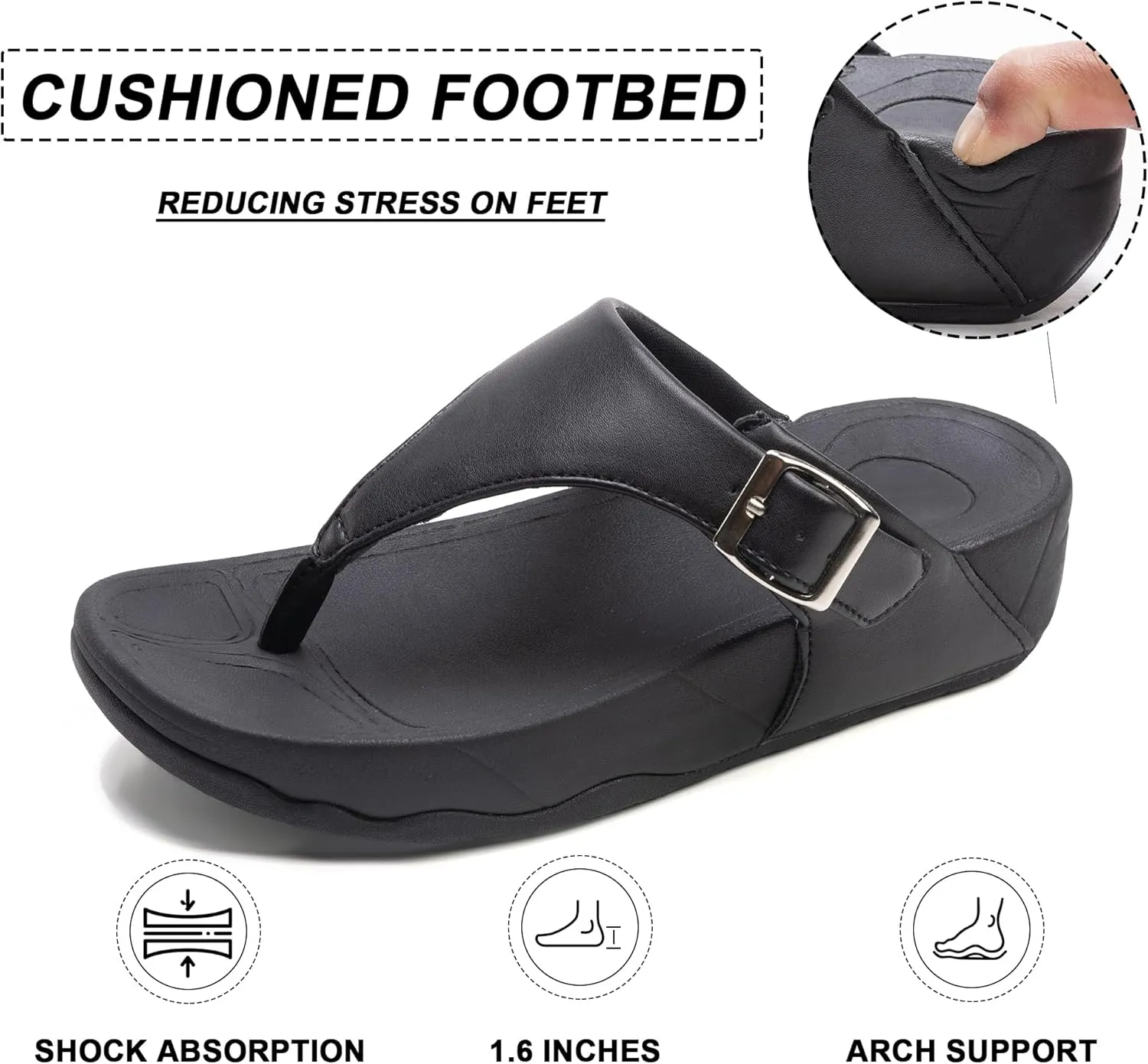 Flip Flops sandals Women Thong Sandals Arch Support Soft Flip Flop Sandal Non-Slip Beach Wedge Sandal