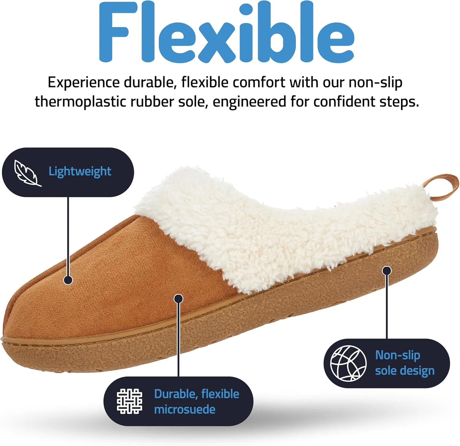 Floopi House Slippers for Women, Fur Lined Clog Womens Slippers Cozy Memory Foam with Indoor & Outdoor Anti Skid Sole
